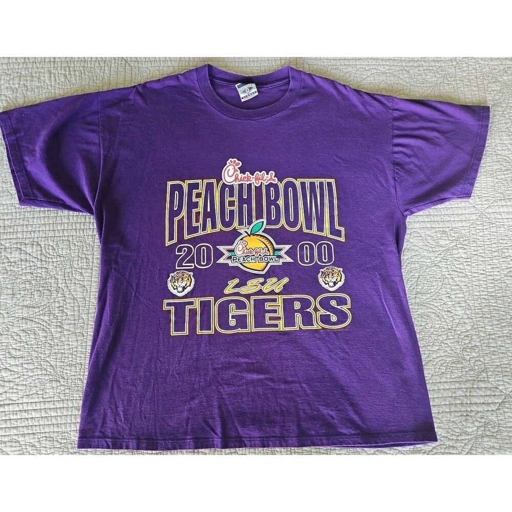 VTG LSU Tigers T Shirt XL 2000 Peach Bowl Champions Purple Chick Fil A